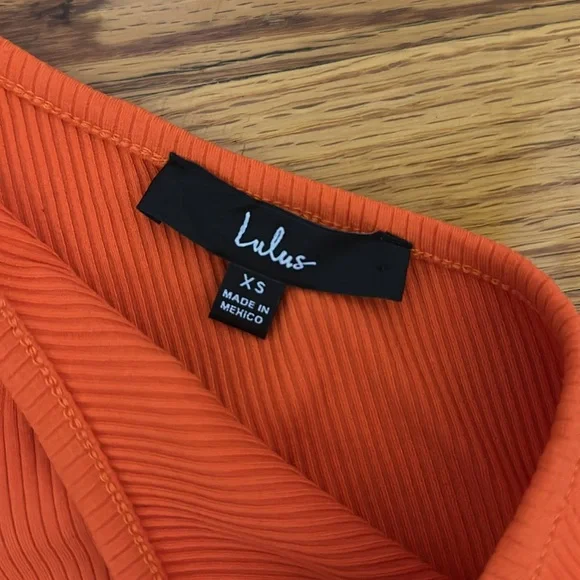 Lulus Spice Things Up Orange Ribbed One-shoulder Cutout Midi Dress - Size XS - Picture 3 of 5